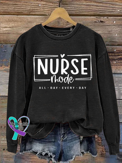 Casual Nurse Mode Letter Print Sweatshirt Black / S