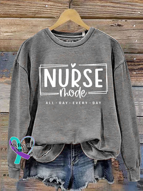 Casual Nurse Mode Letter Print Sweatshirt Grey / S