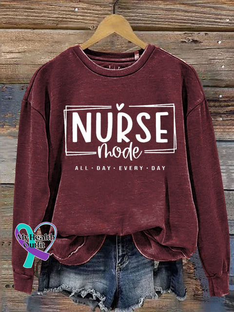 Casual Nurse Mode Letter Print Sweatshirt Maroon / S
