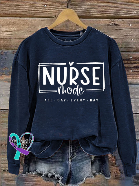 Casual Nurse Mode Letter Print Sweatshirt Navyblue / S