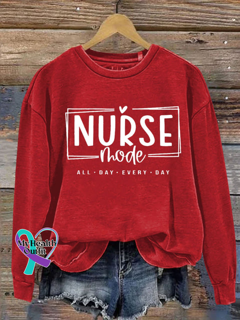 Casual Nurse Mode Letter Print Sweatshirt Red / S