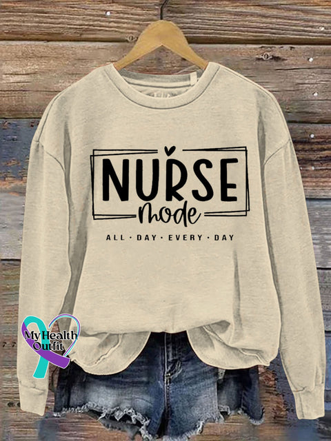 Casual Nurse Mode Letter Print Sweatshirt Sand / S