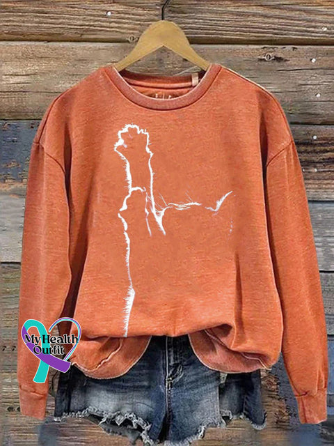 Cat Art Print Casual Sweatshirt Pumpkincolor / S