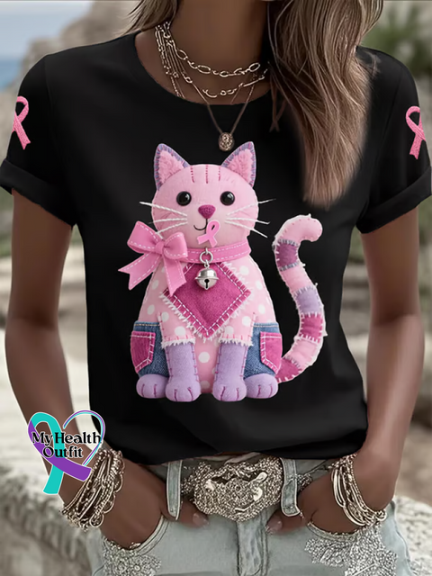 CAT Breast Cancer Awareness T shirt Black / S
