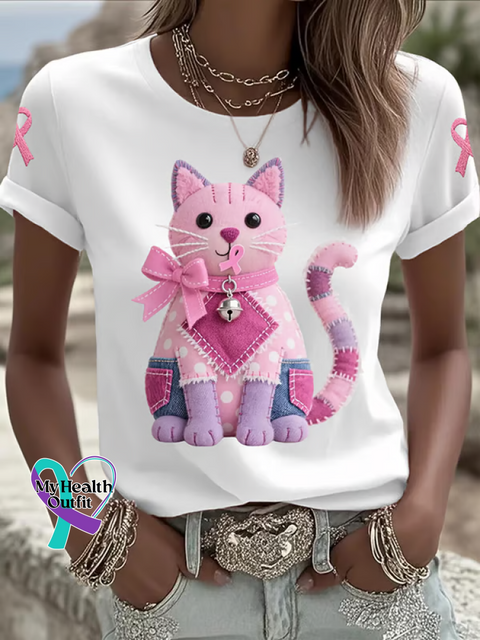 CAT Breast Cancer Awareness T shirt White / S