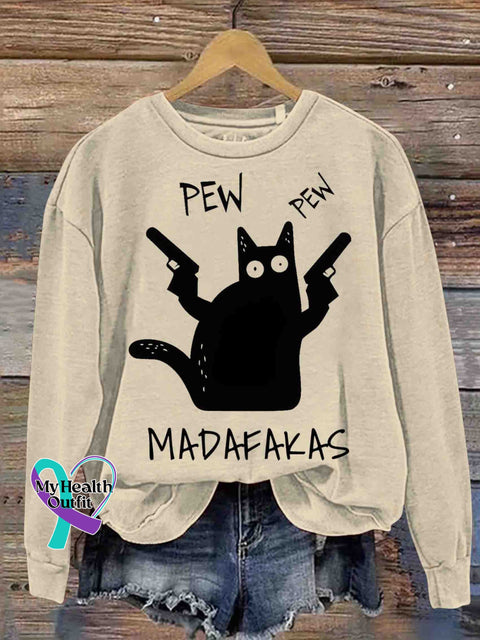 Cat Killer Art Sweatshirt Apricot / S