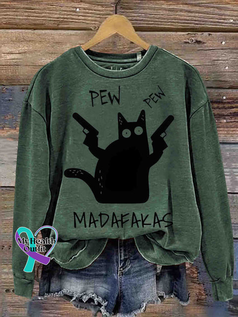Cat Killer Art Sweatshirt Green / S