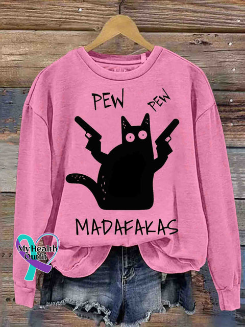 Cat Killer Art Sweatshirt Pink / S