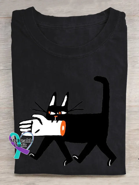 Cat T-shirt Black / S