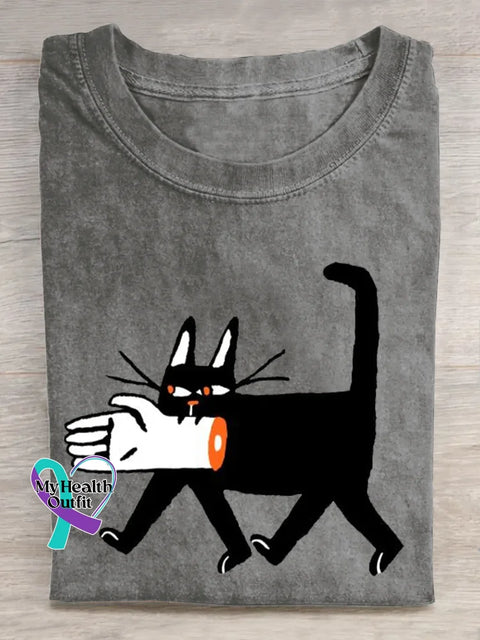 Cat T-shirt Grey / S