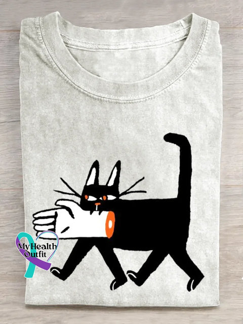 Cat T-shirt White / S