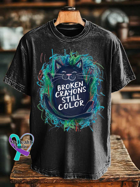Cats Broken Crayons Still Color T-shirt Black / S