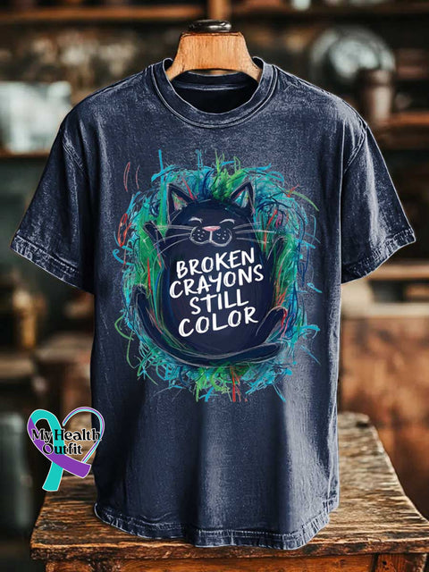 Cats Broken Crayons Still Color T-shirt Blue / S