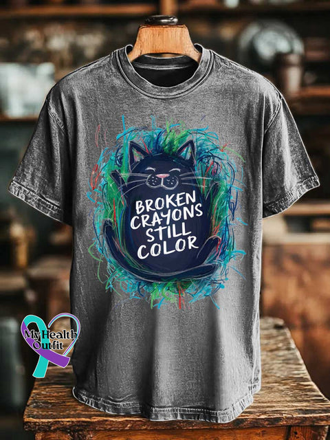 Cats Broken Crayons Still Color T-shirt Grey / S
