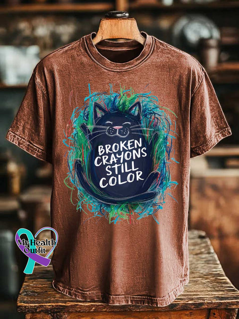 Cats Broken Crayons Still Color T-shirt Orange / S