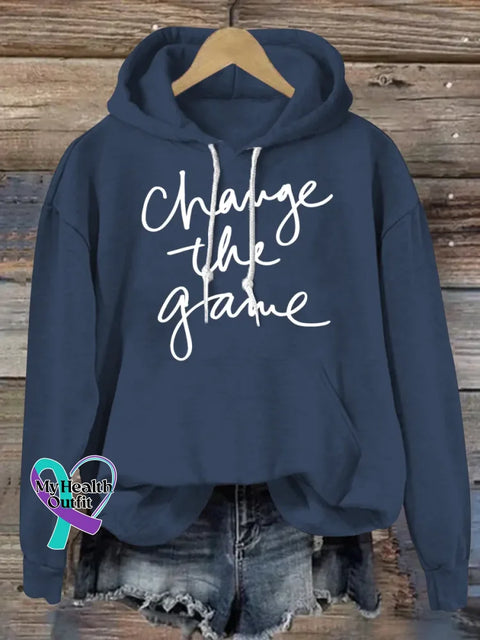Change The Game Art Print Casual Hoodie Sweatshirt Blue / S
