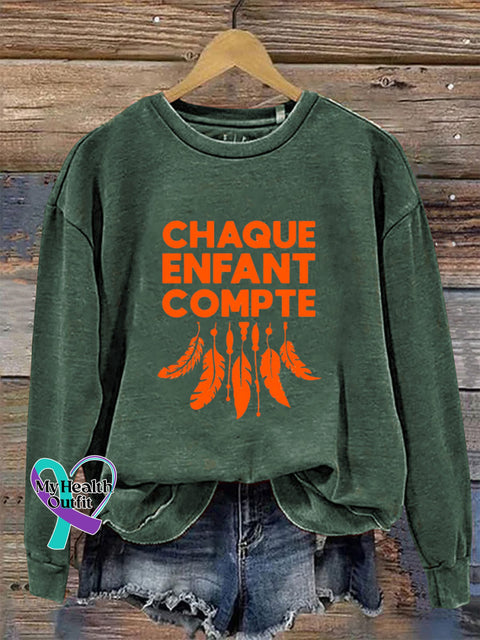 Chaque Enfant Compte Crew Neck Long Sleeve Sweatshirt Green / S
