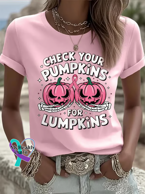 CHECK YOUR PUMPKIN FOR LUMPKINS Breast Cancer Awareness T shirt LightPink / S