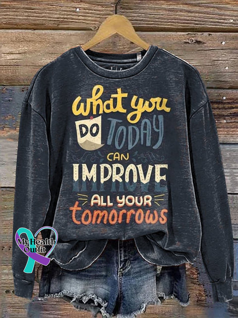 Cheer For Tomorrow Decorative Pattern Casual Sweatshirt Multicolor / S