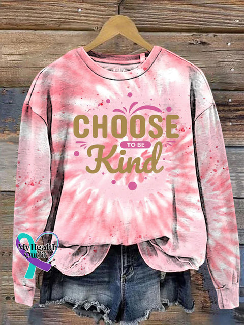Choose Kind Tie-Dye Gradient Print Casual Crew Neck Sweatshirt Multicolor / S