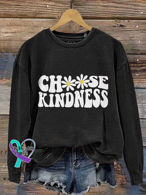Choose Kindness Casual Print Sweatshirt Black / S