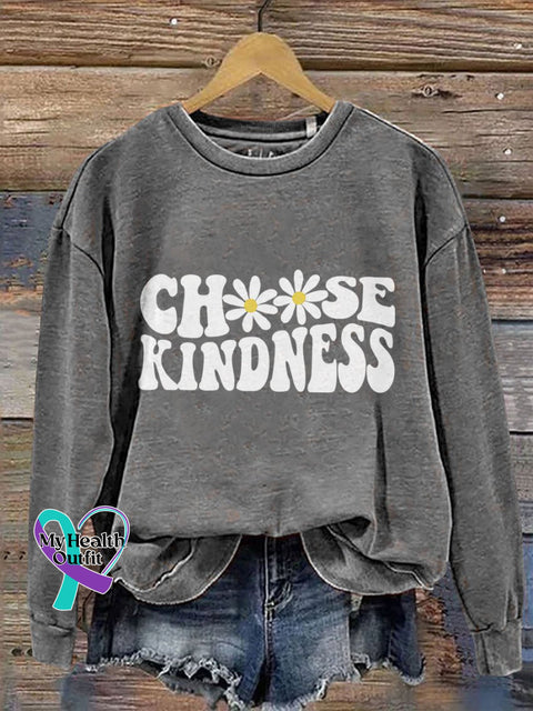 Choose Kindness Casual Print Sweatshirt Grey / S