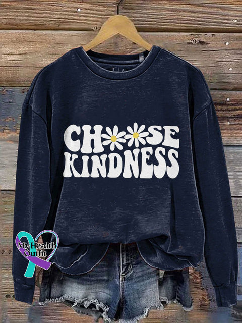 Choose Kindness Casual Print Sweatshirt Navyblue / S
