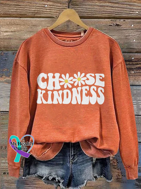 Choose Kindness Casual Print Sweatshirt Orange / S