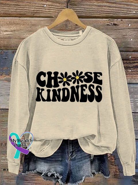Choose Kindness Casual Print Sweatshirt Sand / S