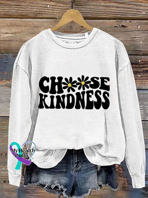 Choose Kindness Casual Print Sweatshirt White / S