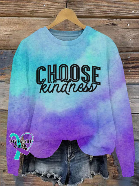 Choose Kindness Print Long-Sleeved Sweatshirt Multicolor / S