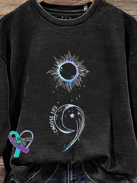 Choose Life Suicide Awareness Print Casual Sweatshirt