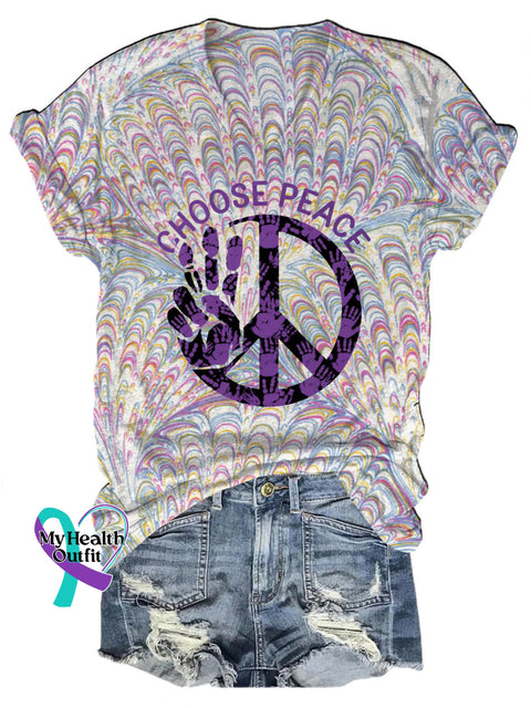Choose Peace Bohemian Floral V-Neck Short Sleeve T-Shirt Multicolor / S