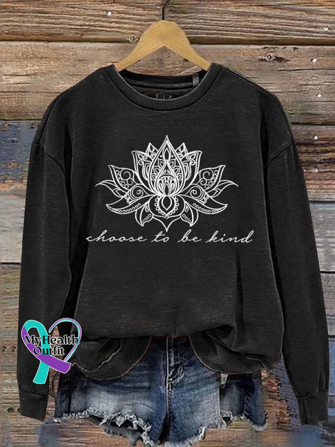 Choose To Be Kind Print Casual Sweatshirt Black / S