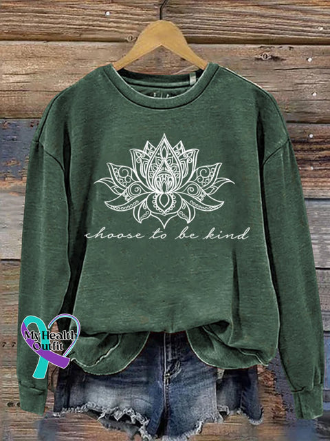 Choose To Be Kind Print Casual Sweatshirt Green / S