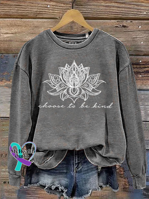 Choose To Be Kind Print Casual Sweatshirt Grey / S