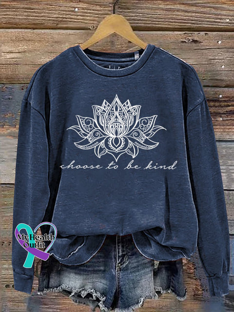 Choose To Be Kind Print Casual Sweatshirt Navyblue / S