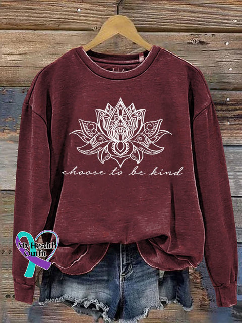 Choose To Be Kind Print Casual Sweatshirt Red / S
