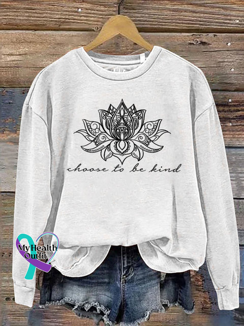 Choose To Be Kind Print Casual Sweatshirt White / S