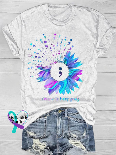 Choose To Keep Going Print T-Shirt White / S