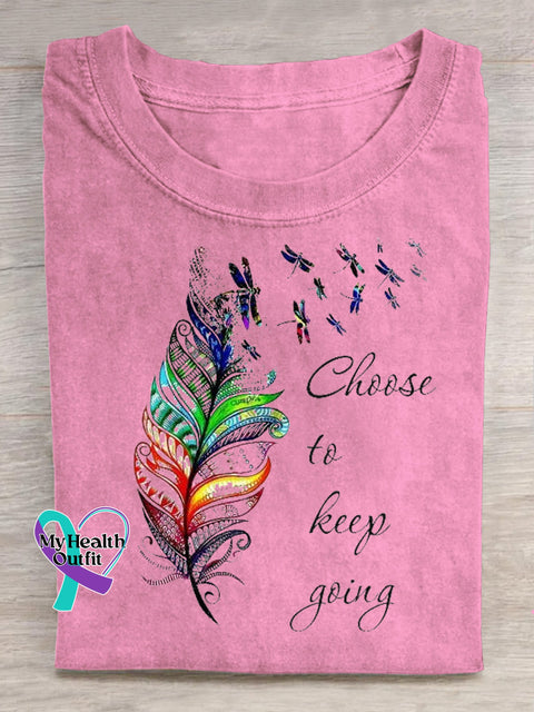 Choose To Keep Going Printed Casual Crew Neck Short Sleeve Multicolor / S