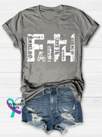 Christian Bible Verse Religious Letter Print Crewneck Casual T-Shirt Grey / S