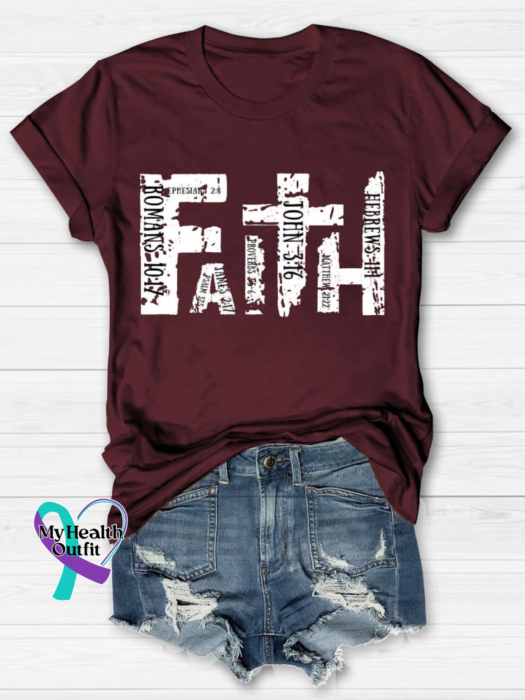 Christian Bible Verse Religious Letter Print Crewneck Casual T-Shirt Maroon / S