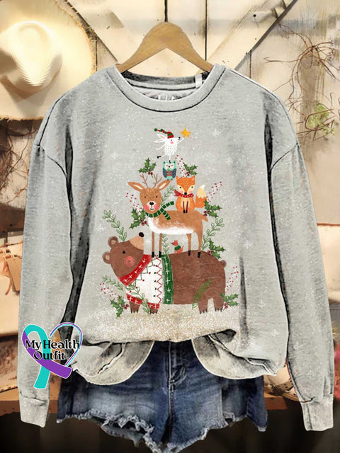 Christmas Animal Casual Sweatshirt Multicolor / S