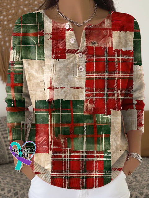 Christmas Art Print Buttoned Cardigan Sweater Multicolor / S