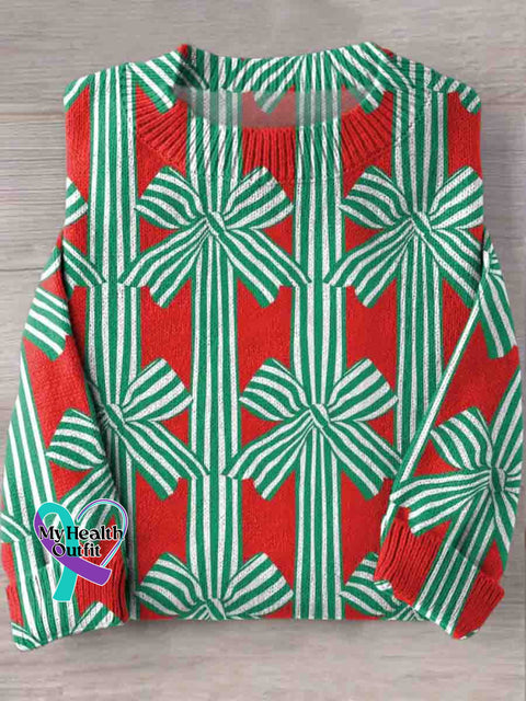 Christmas Art Print Knit Pullover Sweater Multicolor / S