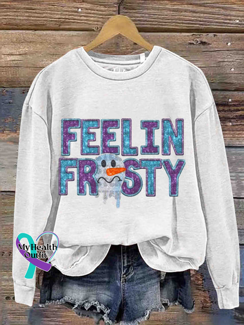 Christmas Artificial Sequins Snowman Santa Retro Casual Printed Sweatshirt White / S