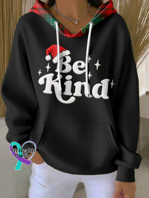 Christmas Be Kind Print Casual Hoodie Sweatshirt Black / S
