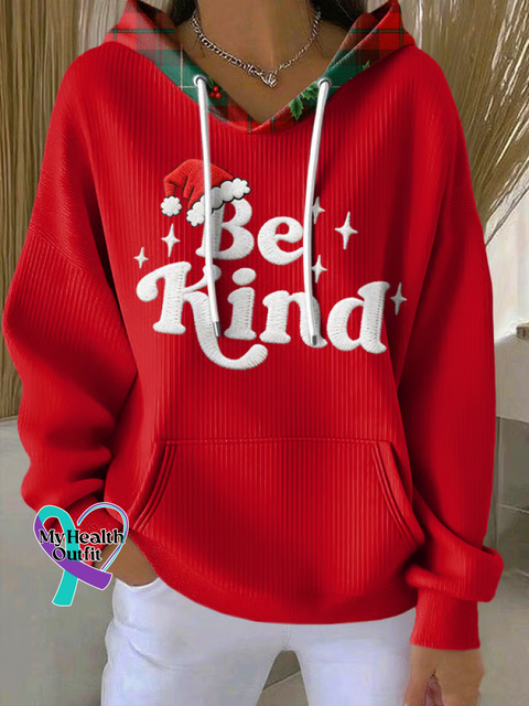 Christmas Be Kind Print Casual Hoodie Sweatshirt Red / S