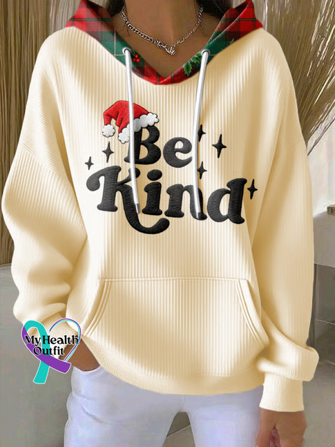 Christmas Be Kind Print Casual Hoodie Sweatshirt Yellow / S